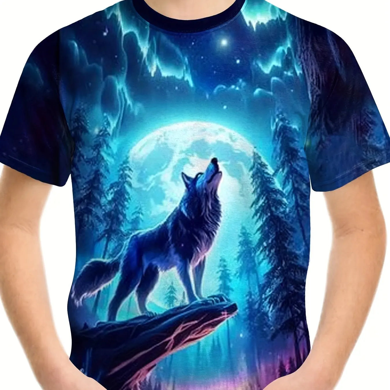 Children's Clothing Boys Tshirt Short Sleeve Cool 3D Wolf Print Kids Summer Clothes Stylish Streetwear Round Neck Girl Clothes﻿