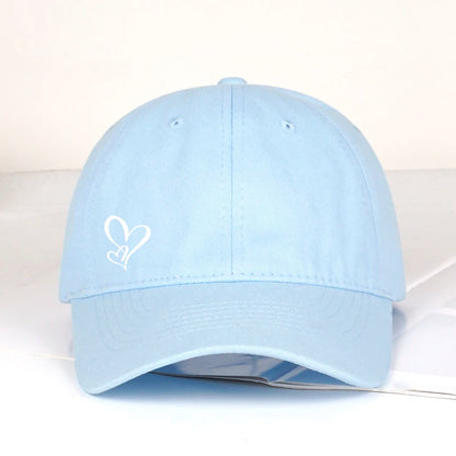 Minimalist Double Heart Print Baseball Cap Women Men Soft  Adjustable Dad Hat Casual Love Theme Sun Hat