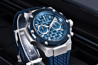 PAGANI DESIGN Men's Watches Luxury Rose Gold Sport Chronograph Japan VK64 Quartz Watch For Men Fluororubber Strap Wristwatch Men