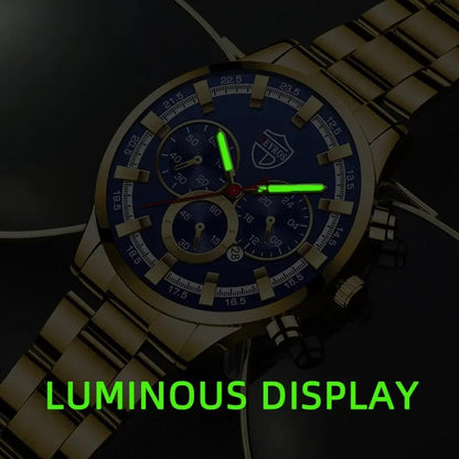 Fashion Men's Watches Business Stainless Steel Quartz Wrist Watch Calendar Date Male Casual Sports Luminous Clock