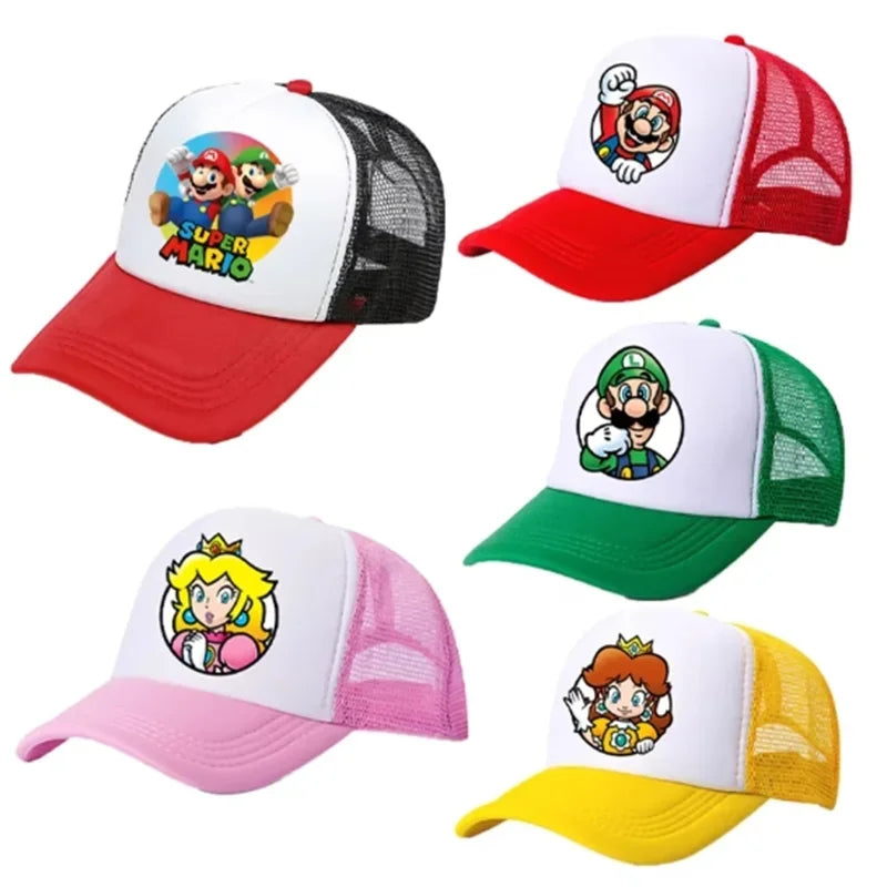 Mario – ležérne bejzbalové slnečné čiapky – akčné univerzálne polyesterové čiapky – detské – pre vodičov nákladných vozidiel – doplnky pre dospelých – nastaviteľné – anime príslušenstvo