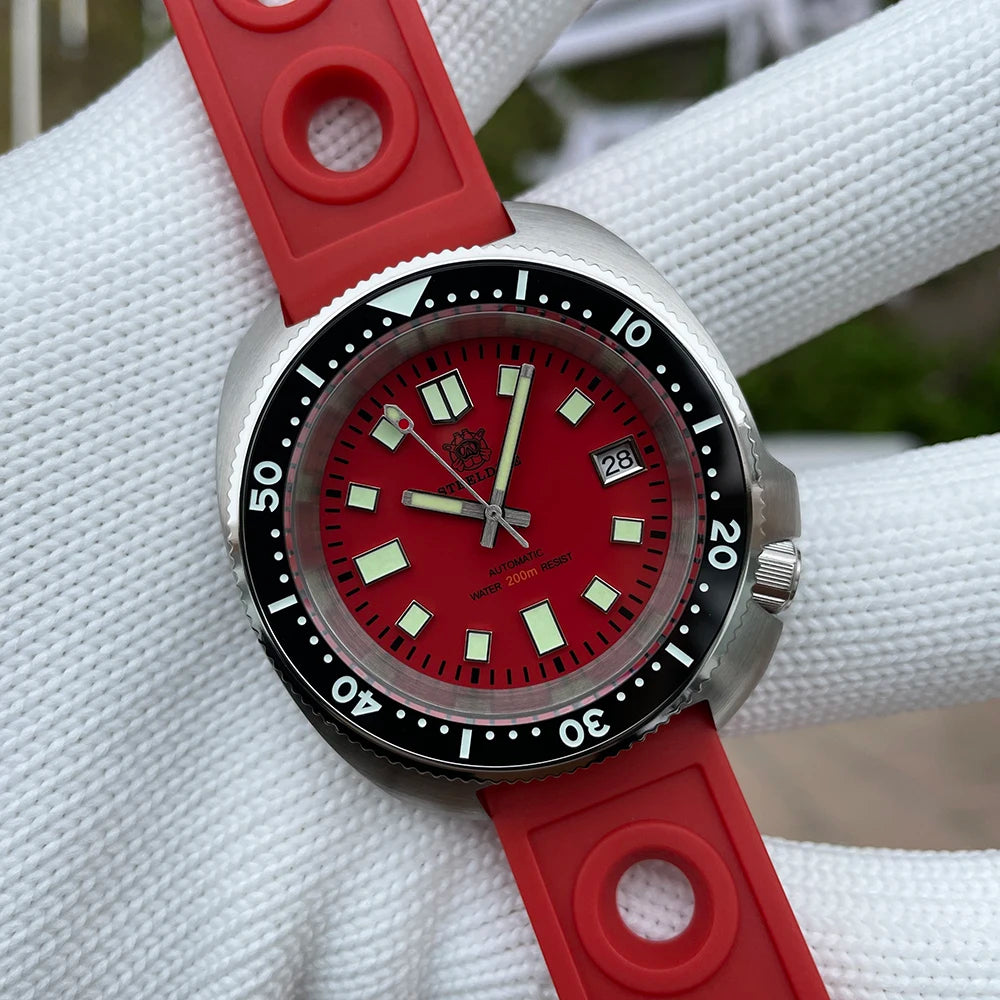 STEELDIVE New Arrival 44mm SD1974 Orange Dial Ceramic Bezel Super Luminous 200m NH35 Automatic Dive Watch with Milled Clasp