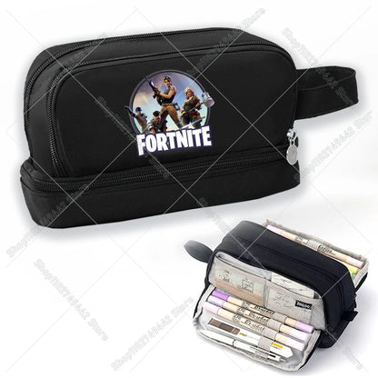 Game Anime Fortnites -penaali oppilaille, söpö poikien ja tyttöjen kynäpussi, suuri nyloninen kynäkotelo koululaisten tarvikkeille