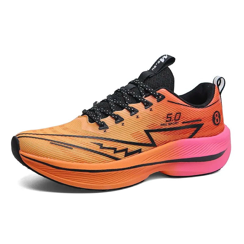 New Men's Carbon Plate Running Shoes Soft Cushion Shock Absorbing Sports Shoes Unisex Lightweight Anti-Slip Training Sneakers