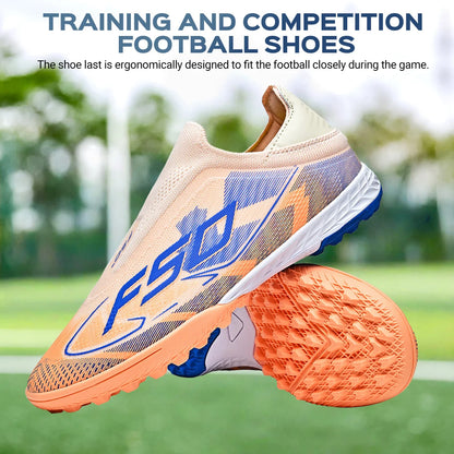 TF Soccer Shoes For Kids Youth PU Fabric Upper Rubber Sole Wear-resistant Non-slip Training Football Boots