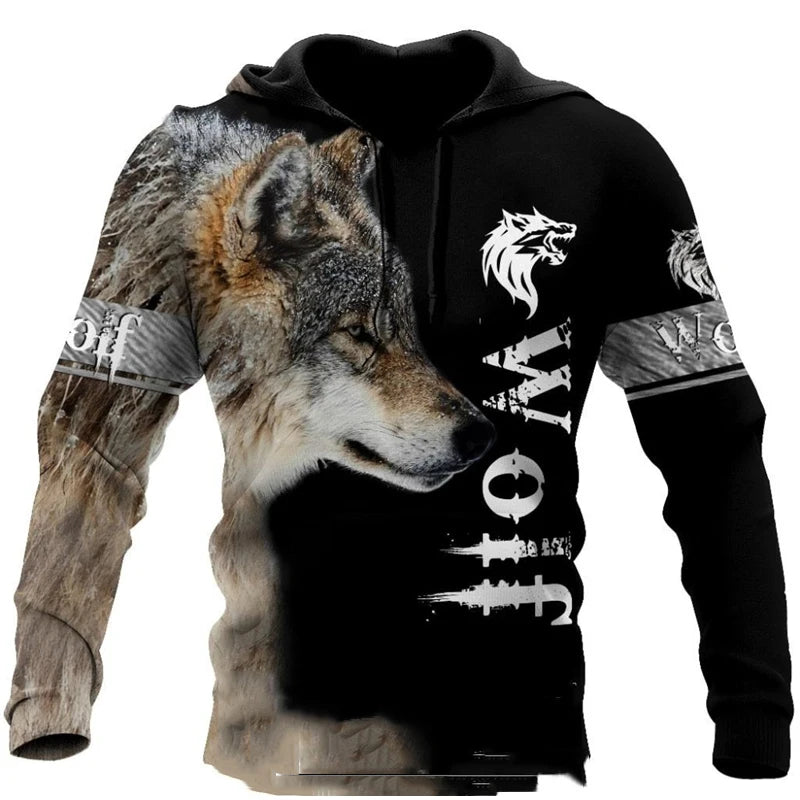 Europäischer und amerikanischer Bestseller: 3D-bedruckter Wolf-Hoodie, modischer langärmliger Pullover, cooler Animal-Sweatshirt mit Persönlichkeit