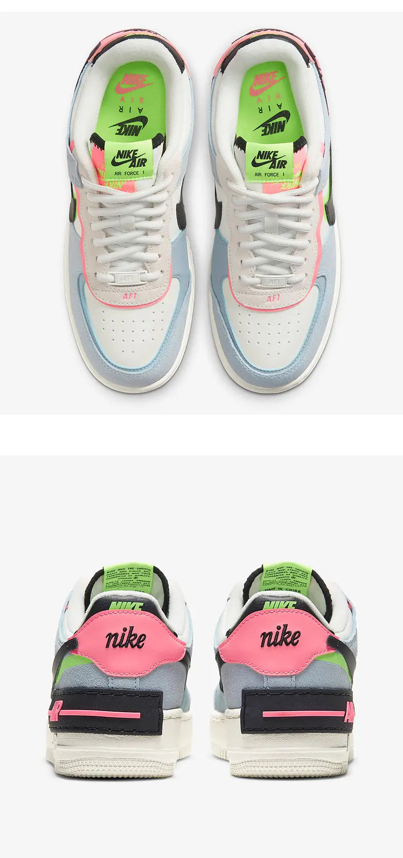 Nike Originals Scarpe casual da uomo Air Force 1 Shadow AF1 Pink Blue Macaron CU8591-101