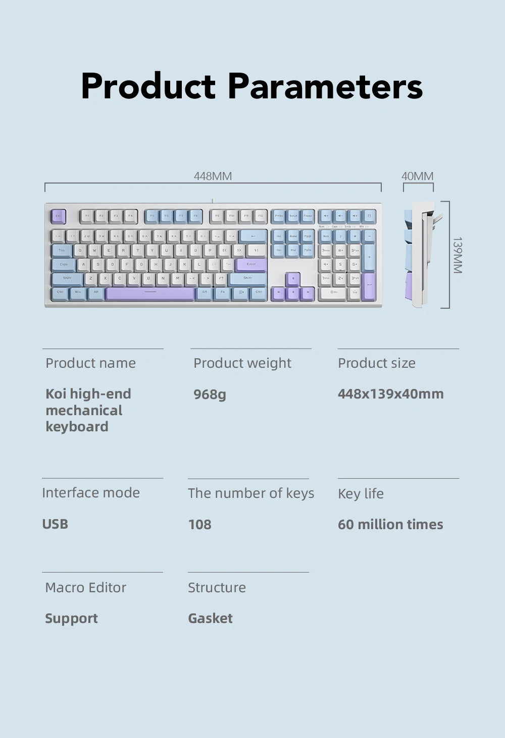 108-key Wired Mechanical Gaming Keyboard with RGB Backlit | Gaming Chip | Low Latency | Anti-Ghosting | for PC Win/Mac Gamers