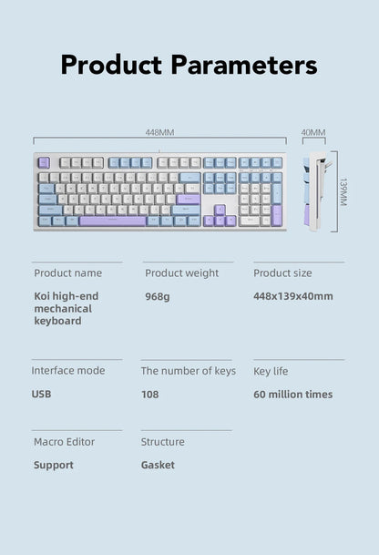 108-key Wired Mechanical Gaming Keyboard with RGB Backlit | Gaming Chip | Low Latency | Anti-Ghosting | for PC Win/Mac Gamers
