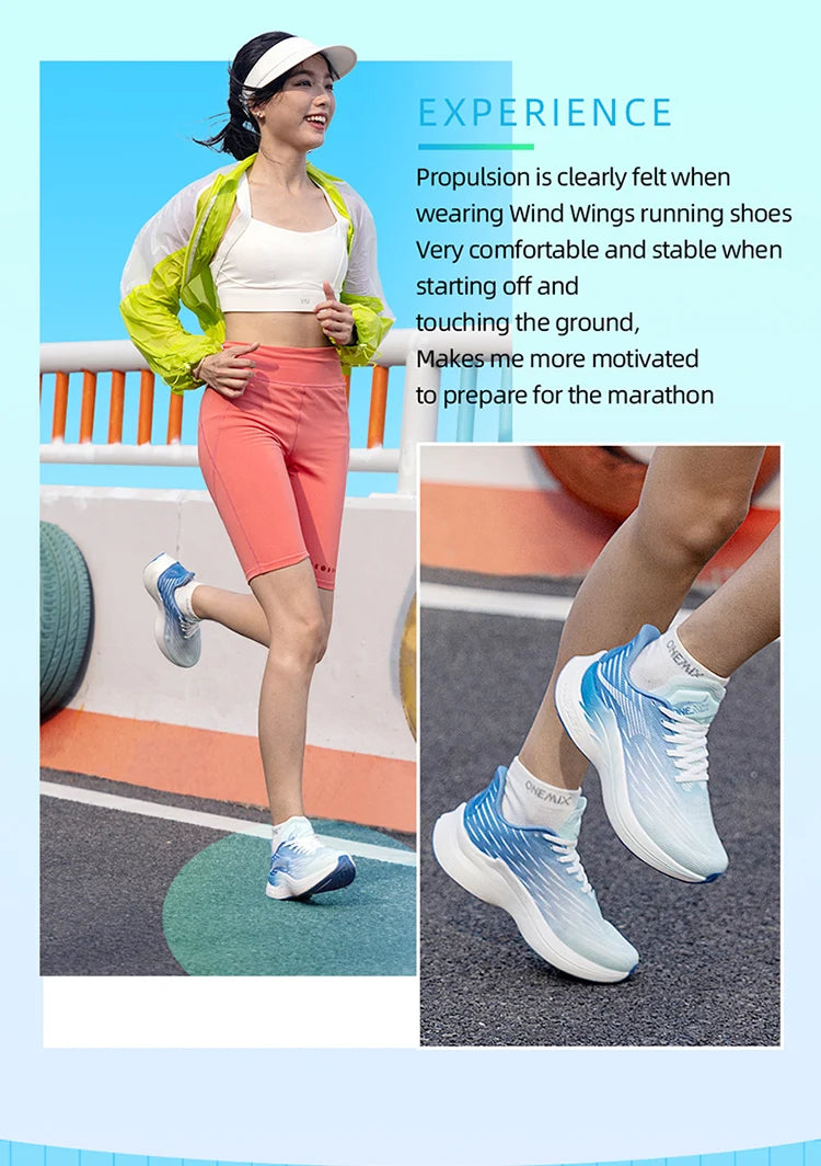 Onemix Wind Wings : chaussures de course respirantes pour hommes, marathon, sport et loisirs ; chaussures de sport légères pour femmes ; corde à sauter d'extérieur pour hommes