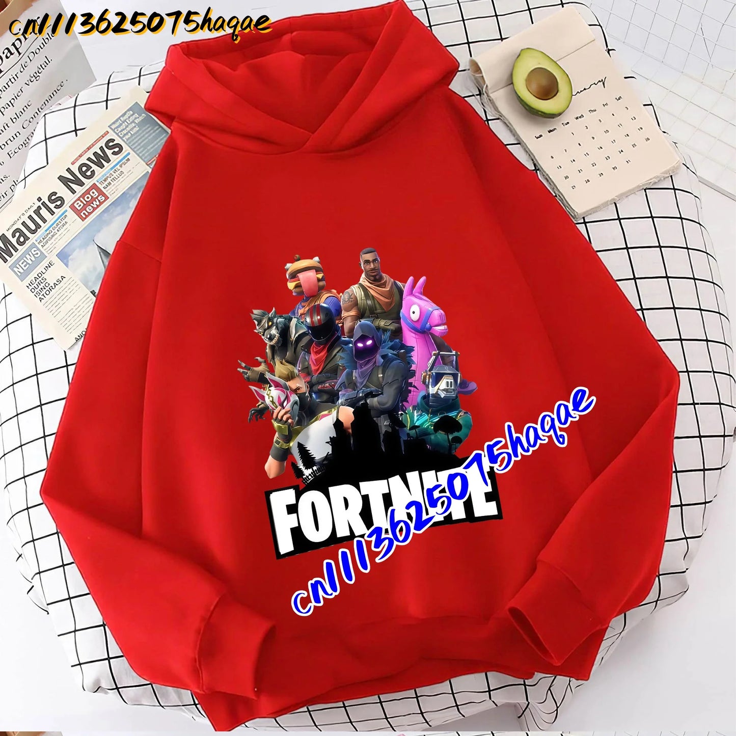 FORTNITED Felpa con cappuccio a maniche lunghe per bambini, bambine e ragazzi, streetwear, pullover, stile anime, top moda per bambini, idea regalo