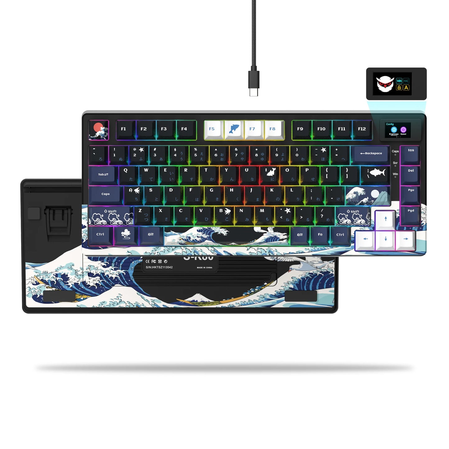 Tastiera gamer Womier S-K80 con display OLED a colori, tastiera meccanica gaming hot-swap con struttura gasket mount, RGB personalizzabile
