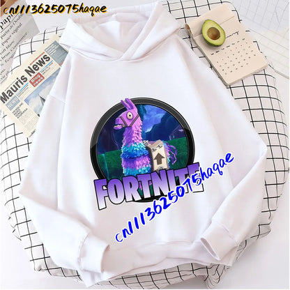 FORTNITED Felpa con cappuccio a maniche lunghe per bambini, bambine e ragazzi, streetwear, pullover, stile anime, top moda per bambini, idea regalo