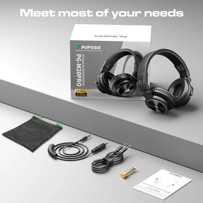 Studio Headphones DJ Headphones Professional 40kHz Hi-Res Stereo 3.5mm/6.35mm Audio Jack Wired Recording Headphone Audio Monitor