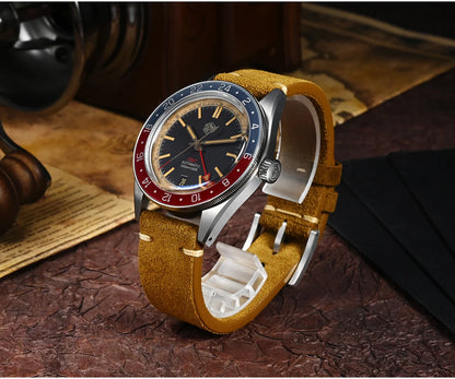 San Martin 39.5mm Limited Edition Full Lume Dial Automatic Mens Watch NH34 GMT 6H Date 10Bar Luxury Kol Saati SN0116W