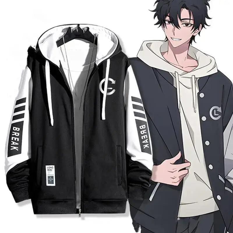 Produit gaming premium Fraquane, Anime Link Click Charles Lucas Same Coat Hoodies Cosplay Costume Sweatshirts Man Hoodie Women Man Clothing Men's Sweatshirts, noir