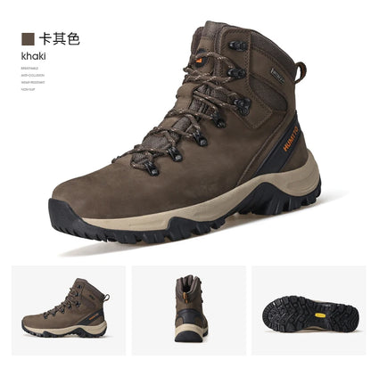 HUMTTO Sapatilhas de Caminhada Impermeáveis para Homem, Botas de Caça Táticas de Deserto, Botas de Trekking pelo Tornozelo para Homem e Mulher, Quentes em Couro