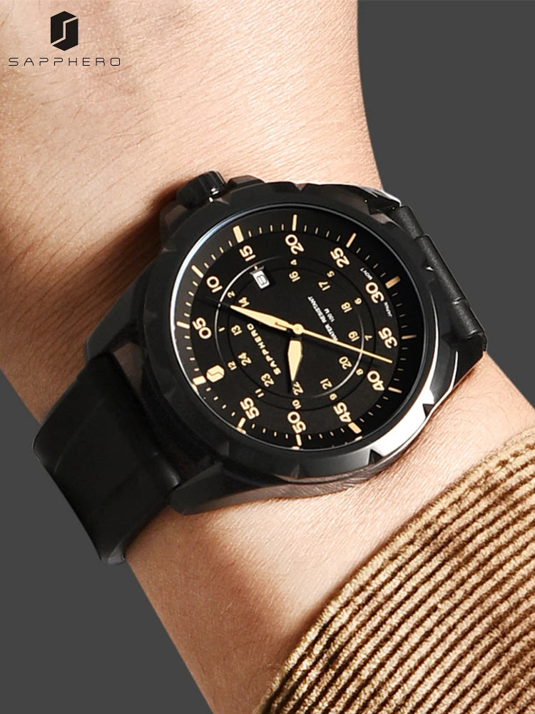 SAPPHERO Men’s Watch – Luxury quartz watch, water-resistant to 50 m, featuring an imported movement and a stainless steel case – An ideal gift idea for men.