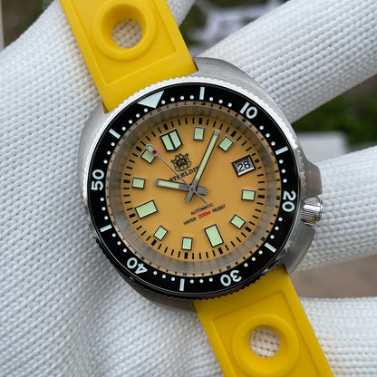 STEELDIVE New Arrival 44mm SD1974 Orange Dial Ceramic Bezel Super Luminous 200m NH35 Automatic Dive Watch with Milled Clasp