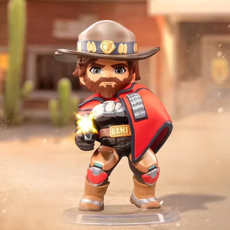 POP MART Overwatch Play of The Game serijos paslaptinga akloji dėžutė – kawaii stiliaus žaislai, dekoratyvinės figūrėlės, namų dekoras, staliniai modeliai-lėlės