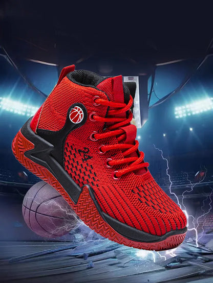 Large Size High-Top Sports Shoes Men's Casual Breathable Comfortable Thick-Soled Basketball and Running Shoes