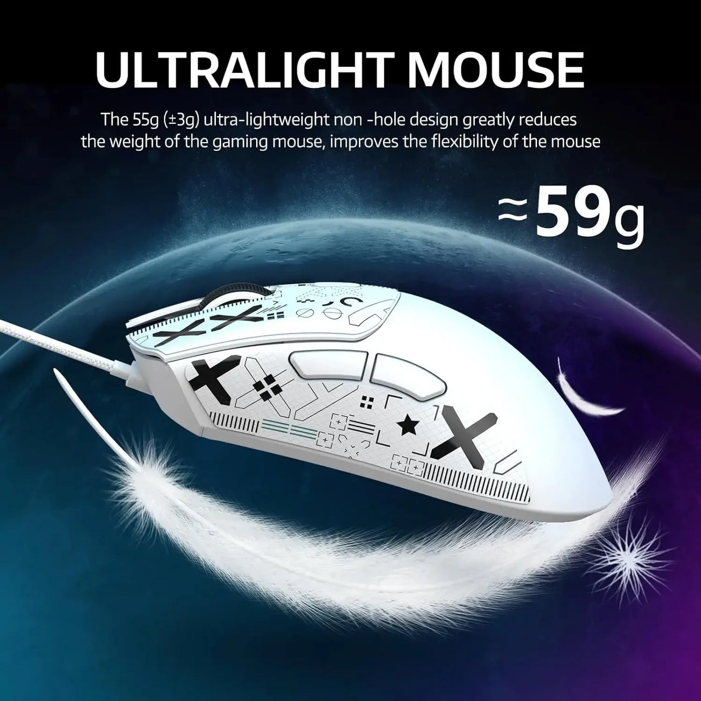 Attack Shark R1 Wireless Gaming Mouse 55g Lightweight 18000dpi PAW3311 Tri-Mode 2.4G/Bluetooth 5.2/USB-C for PC/Mac