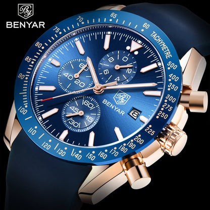 Ceas pentru bărbați BENYAR 5140, ceas sport casual, ceas de lux cu cuarț rezistent la apă, cronograf militar de marcă de lux.