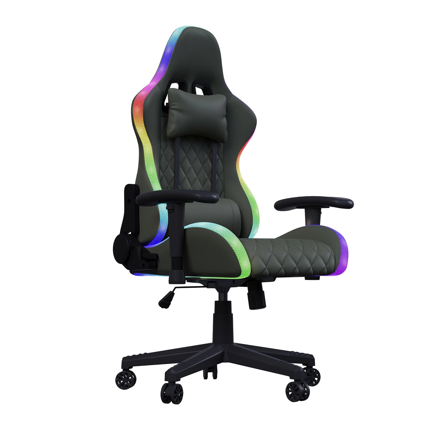 Fangange Gaming Chair with Massage Function, Adjustable backrest,Computer Chair,with ambient light,Lumbar Cushion, Pillow,150 KG