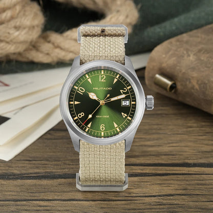 Militado ML08 Men’s Military Field Watch Ronda 515 Quartz, Sapphire Crystal, 10Bar Waterproof & Luminous