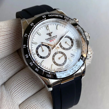 Reloj de lujo para hombre VK63 con movimiento de cuarzo, cronógrafo de negocios, 39mm, acero/oro rosa, fecha, esfera luminosa y cronógrafo completo