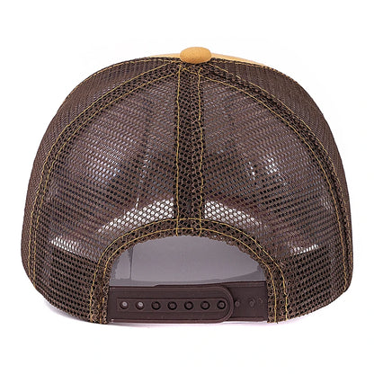Unisex Mesh Cap Lion Pattern Patch Design Suede Hat Women And Men Summer Animal Baseball Cap Fashion Trucker Hat