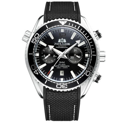 PAULAREIS P Relógio mecânico automático de luxo para homem com corda automática, bracelete em borracha, impermeável, luminoso, com data, relógio de moda masculino