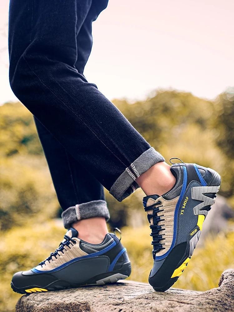 Outdoor-Liebhaber-Trekkingschuhe für Herren, wasserdichte Wanderschuhe, Bergstiefel aus echtem Leder, Woodland-Jagd- und taktische Schuhe