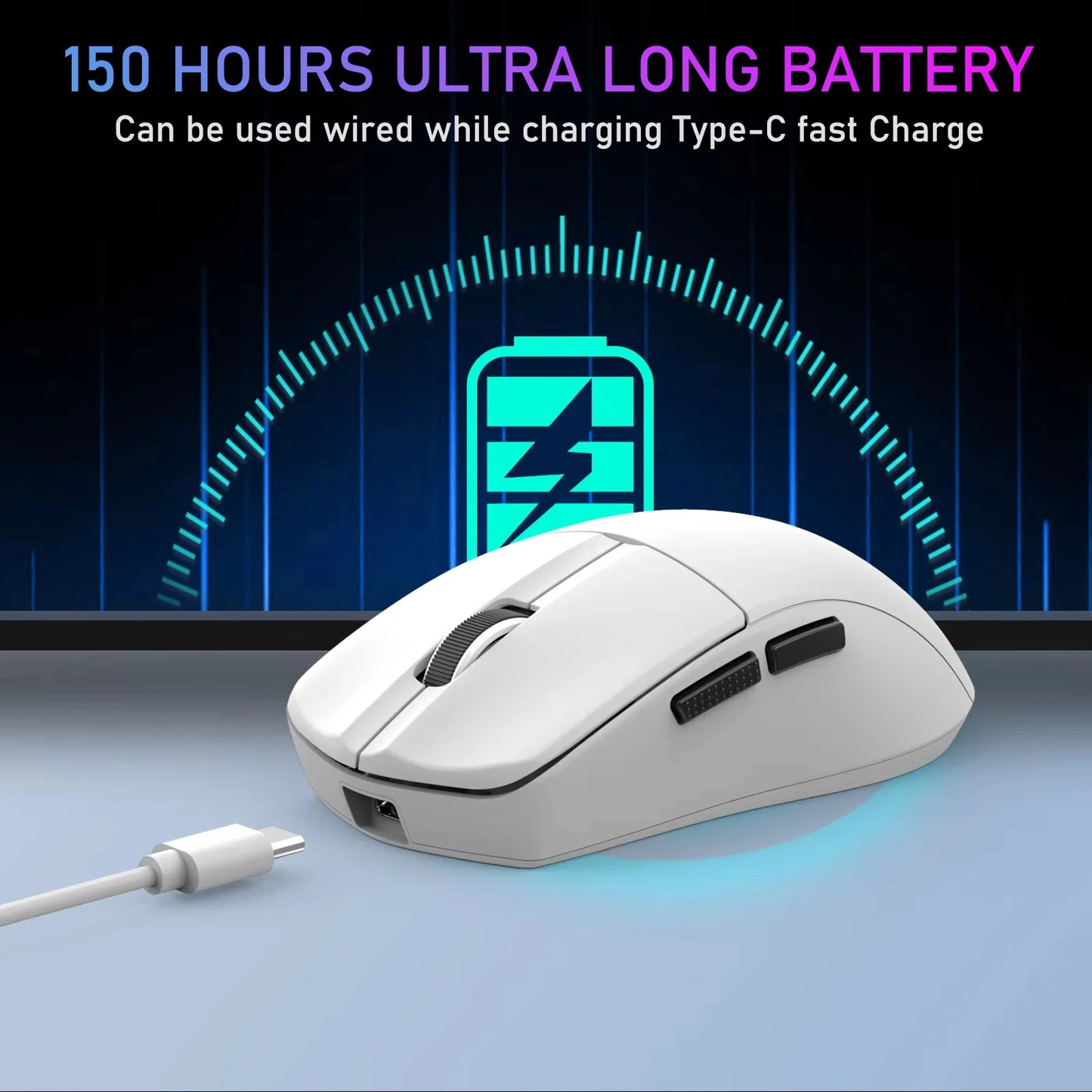 Ratón portátil ultraligero E-YOOSO con cable, ratón trimodo 2.4G /BT/USB-C recargable para ordenador portátil/PC/Mac