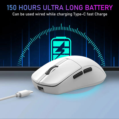 Ratón portátil ultraligero E-YOOSO con cable, ratón trimodo 2.4G /BT/USB-C recargable para ordenador portátil/PC/Mac