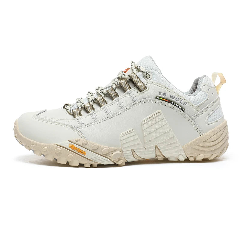 Sapatos de montanhismo para homem em couro genuíno, calçado desportivo outdoor antiderrapante, sapatos de montanhismo e caminhada respiráveis para turismo