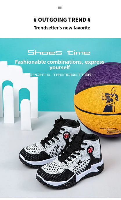 Large Size High-Top Sports Shoes Men's Casual Breathable Comfortable Thick-Soled Basketball and Running Shoes