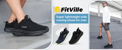 Buty męskie FitVille z szeroką przednią częścią, dobrze amortyzowane, bardzo szerokie, antypoślizgowe, lekkie i oddychające buty do biegania