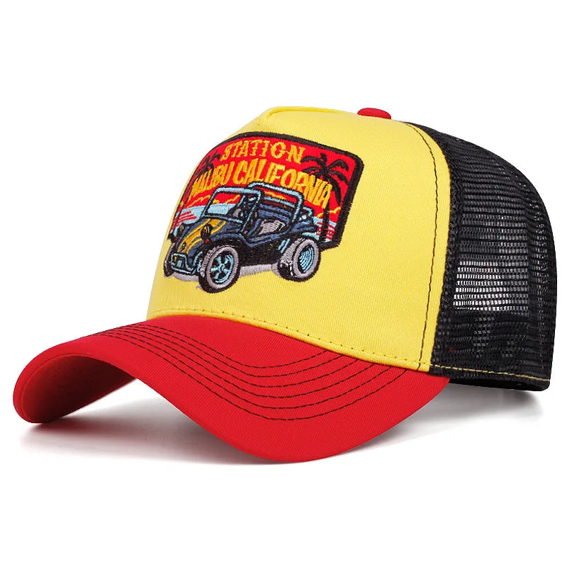Trendi sas hímzésű baseball sapka férfiaknak és nőknek, nyári, lélegző hálós, snapback trucker sapka
