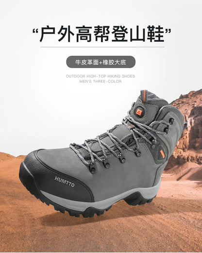 HUMTTO Sapatilhas de Caminhada Impermeáveis para Homem, Botas de Caça Táticas de Deserto, Botas de Trekking pelo Tornozelo para Homem e Mulher, Quentes em Couro