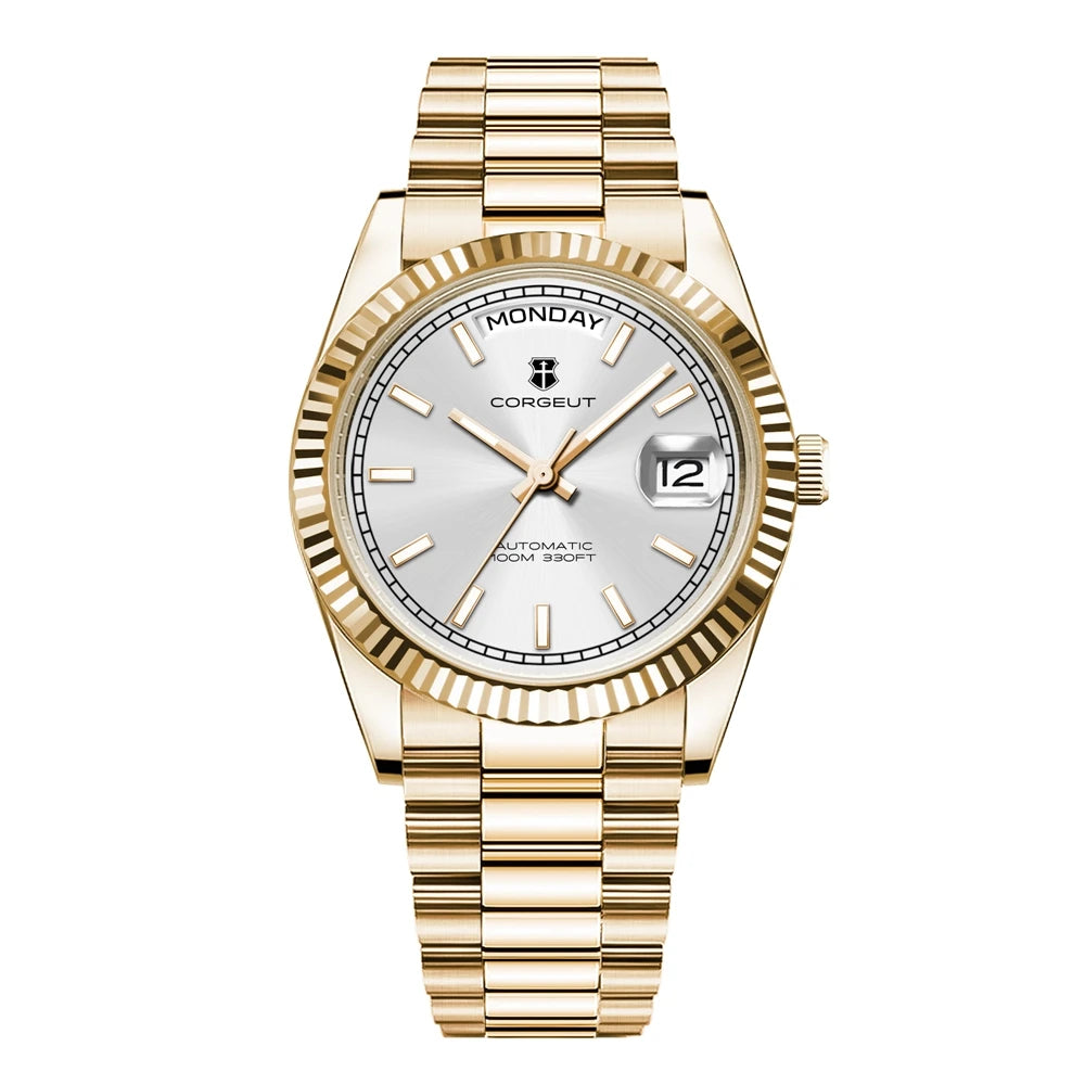Luxury Corgeut 36MM Men Watch ST1644 Automatic Mechanical Wristwatch Sapphire Relogio Masculino 10BAR Day Swim dress Watches