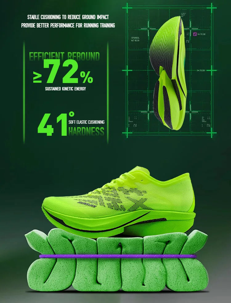 IRUNSVAN Chaussures de sport à semelle en carbone Chaussures de course à pied professionnelles pour marathon Chaussures de jogging respirantes et amortissantes unisexe 095