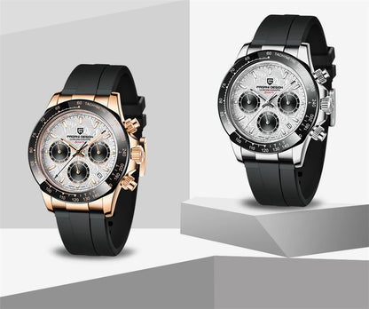 PAGANI DESIGN V2 40MM Reloj de cuarzo para hombre con esfera de meteorito, cristal de zafiro, cronógrafo retro y resistente al agua