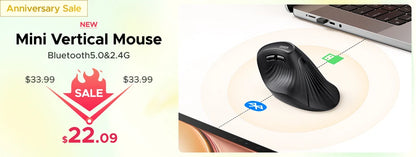 Mouse wireless UGREEN Bluetooth 5.0 ergonomico 4000DPI con 6 pulsanti silenziosi per MacBook, tablet, laptop, computer e PC, mouse 2.4G