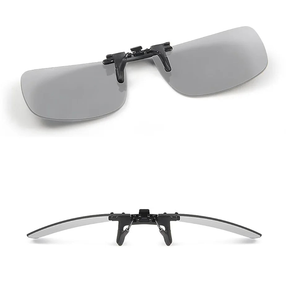CAPONI New Sunglasses Clip For Men Square Polarized Photochromic Glasses Clip Flipped Up Protect Eyes Light Clip On Frame BS1282