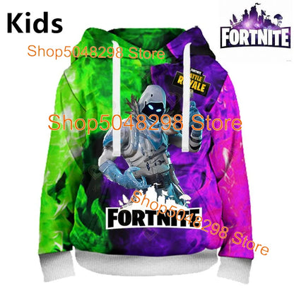 Hot Game Fortnite Hero Print Sweatshirt für Jungen und Mädchen, 3D-Kleidung, lässiger Kinder-Hoodie, für Kinder, Erwachsene, Herren und Damen, Frühlings- und Herbst-Pullover
