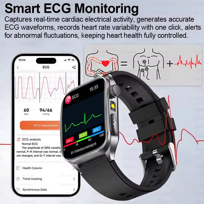 2026 New 650nm Laser Therapy Blood Fat Uric Acid Blood Pressure Smart Watch ECG+PPG Precise Health Monitor Smartwatches For Men