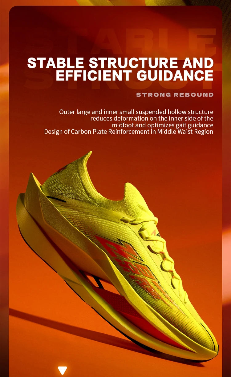 QIAODAN Feiying Plaid 3 Chaussures de course pour homme à semelle en carbone, baskets de marathon, chaussures de sport à amorti rebondissant QDB023262290