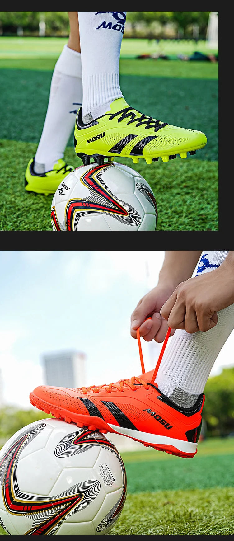 Nuevas zapatillas de fútbol para hombre y mujer, calzado deportivo para interior y exterior con tacos largos y tacos fragmentados para entrenamiento de fútbol en césped sintético