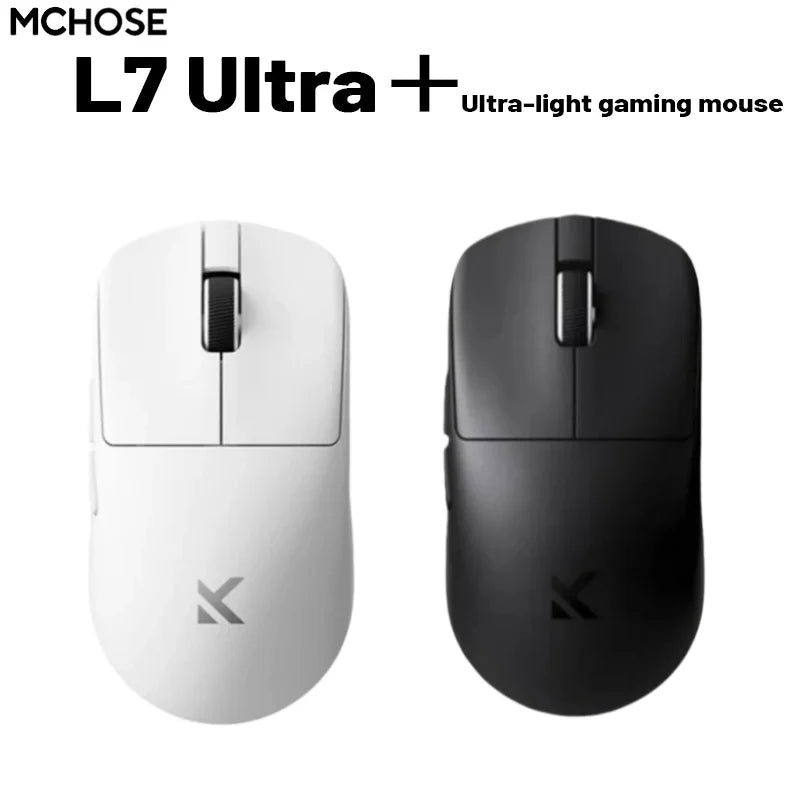 MCHOSE L7 Ultra+ közepes-nagy méretű kézre tervezett gamer e-sport egér, PAW3950, vezeték nélküli, három üzemmódú, könnyű irodai kétmeghajtós számítógépes egér